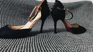 Black Pencil Heels with Red Sole