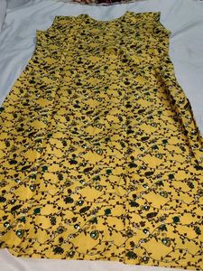 Yellow Kurta with Green Print