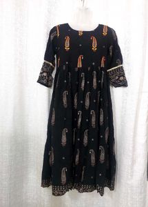 Show-off -Black Printed Anarkali Kurta Dress