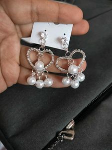 Heart Pearl Drop Earrings