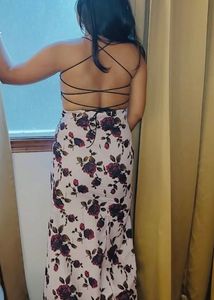 Elegant Floral Print Fishtail Maxi Dress