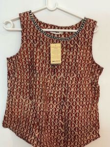 Maroon Ethnic Sleeveless Blouse