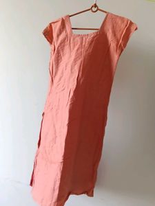 Peach Embroidered Kurta Top