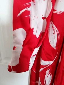 Vibrant Red Floral Maxi Dress from Zara.