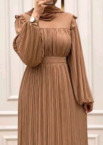 Abaya - Elegant Pleated Brown Stylish Abay
