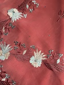 Embellished Coral Saree