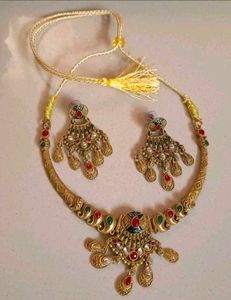 Exquisite Gold-Toned Necklace & Earring Set
