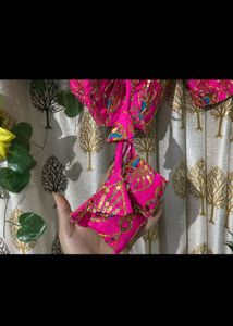 Stunning Pink Silk blouse with Embroidered Blous