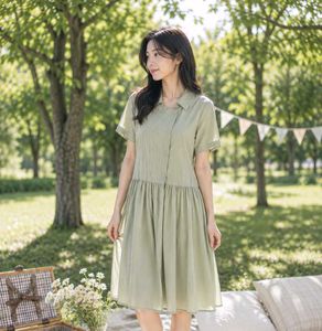 Chic Sage Green Button-Down Dress