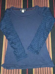 Mango Basics Blue Full Sleeves innerwearTop