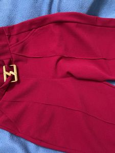 Stylish Magenta Trousers with Gold Buckle