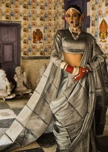 Huts and Looms Grey Tissue Silk Saree