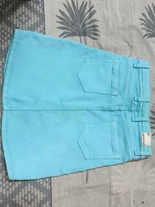 Turquoise Denim Mini Skirt