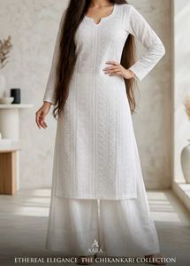 Beautiful Custom-Stitched White Chikankari Kurti