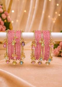 Gold-Plated Bangle Set with Gemstones...set of 8