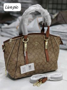 COACH SIGNATURE CANVAS SATCHEL SHOULDER BAG*