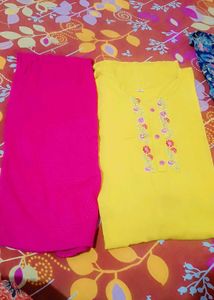 Yellow Kurta with Pink Palazzo Set