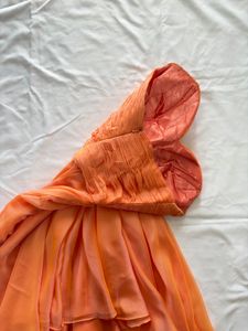 Strapless Orange Beaded Party Dress