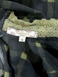Vintage Plaid Top with Lace Detail