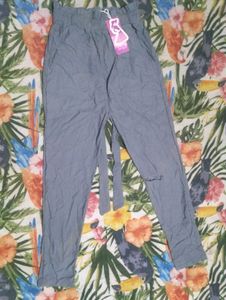 Stylish Grey Tie-Waist Pants