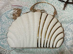 Sparkly White Shell Clutch Bag