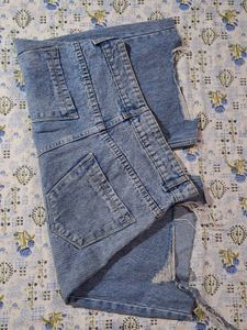 Distressed Light Wash Denim Jorts