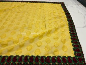 Vibrant Yellow Embroidered Saree