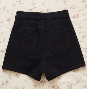 Black High-Waisted Denim Shorts