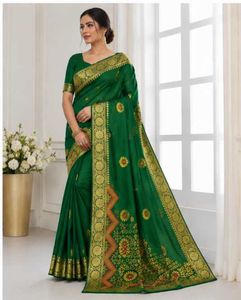💞 heavy work weeding silk green saree 💚