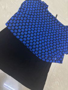 Blue &amp; Black Polka Dot Layered Top -