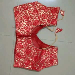 Red And Cream Colour Readymade Blouse Free Size