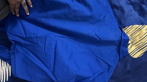 Vibrant Blue Button-Up Cropped Shirt