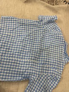 Blue Gingham Button-Up Shirt