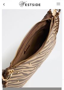 Westside Zebra Print Shoulder Bag with Studs