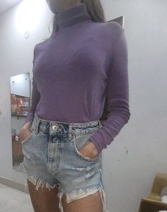 Purple Turtleneck Long Sleeve Top