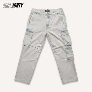 URBN IDNTY 'Bleached Ice-Wash' Baggy Cargo Jeans