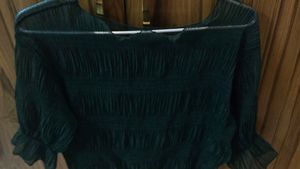 Flowy Smocked Teal Top- Sheer Top