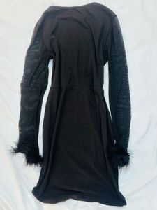 Feather Trim bodycon dress