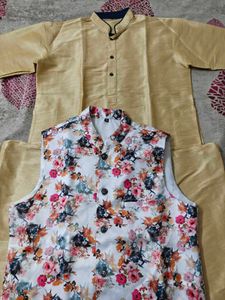 Men's Floral Print Nehru Jacket Set