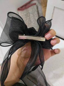 Elegant Black Organza Bow Hair Clip