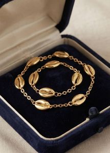 Gold-tone Cowrie Shell Anklet