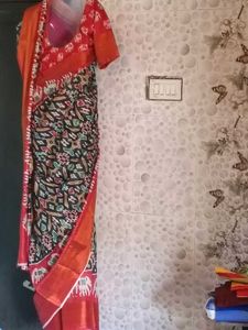 1-TimeUsed ElegantIkkatSilkSaree +StichedBlouse