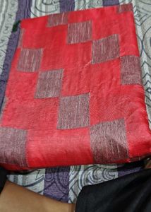 Elegant Red &amp; Grey Checkered Saree