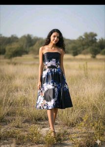 Floral Strapless Midi Dress