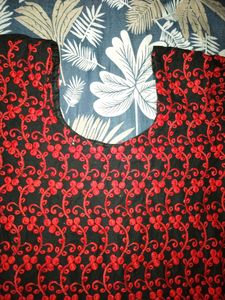 Black &amp; Red Embroidered Full Kurta❤️
