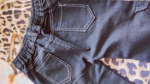 Dark Wash Denim Pants with White Stitching
