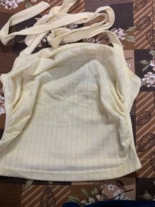 butter yellow Halter Neck Ribbed Crop Top