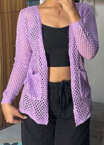 Lavender Crochet Knit Shrug/Cardigan 💜
