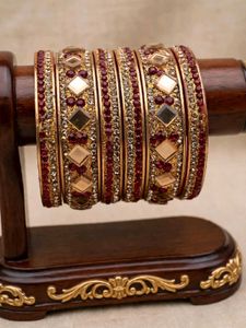 Exquisite Red &amp; Gold Bangles Set
