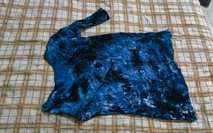 Blue Tie-Dye Kurta with White Embroidery